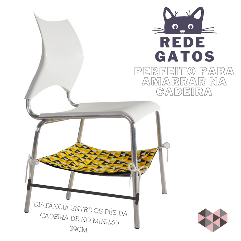 Rede Suspensa de Pet Gatos para Amarrar Cadeira e Poltrona Dupla Face