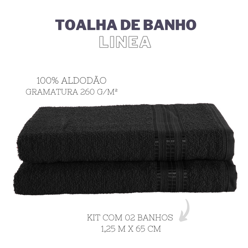Kit 2 Pçs Toalha de Banho Linea