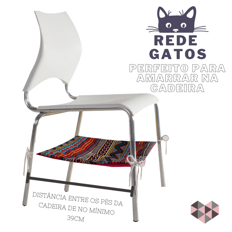 Rede Suspensa de Pet Gatos para Amarrar Cadeira e Poltrona Dupla Face