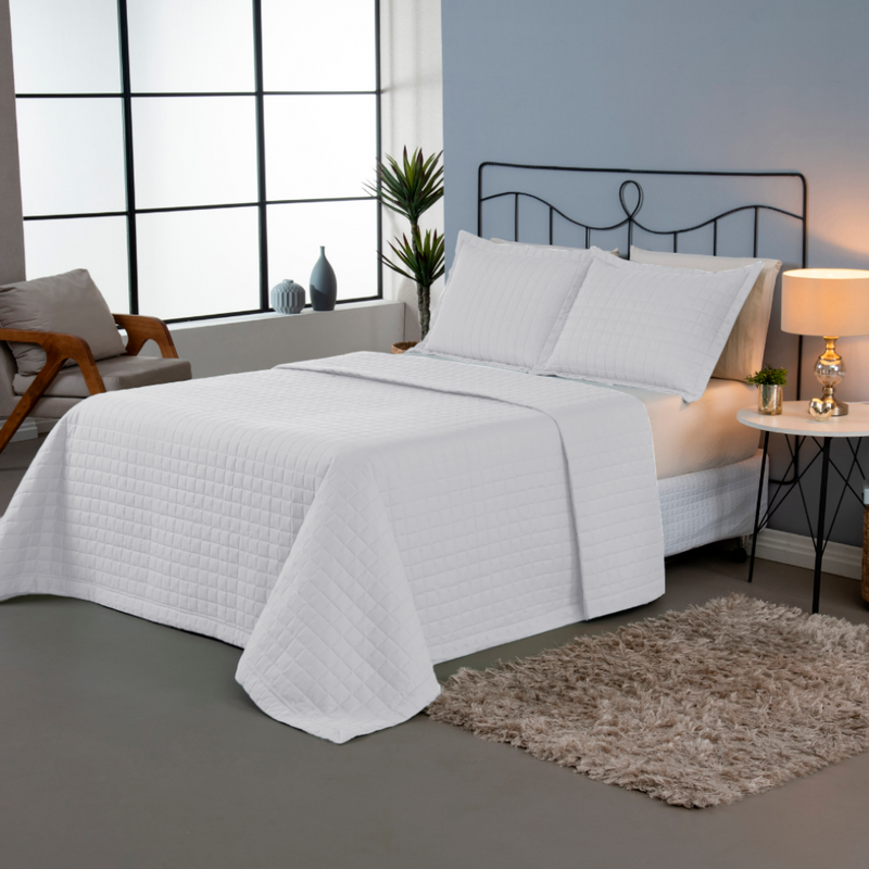 Kit 3 Pçs Cobre Leito Casal Padrão Copacabana Matelado Percal 300 Fios