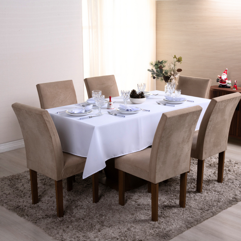 Toalha de Mesa 8 Lugares Basic 2,50x1,40m Liso Tecido Oxford