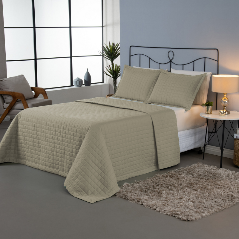 Kit 3 Pçs Cobre Leito Casal Padrão Copacabana Matelado Percal 300 Fios