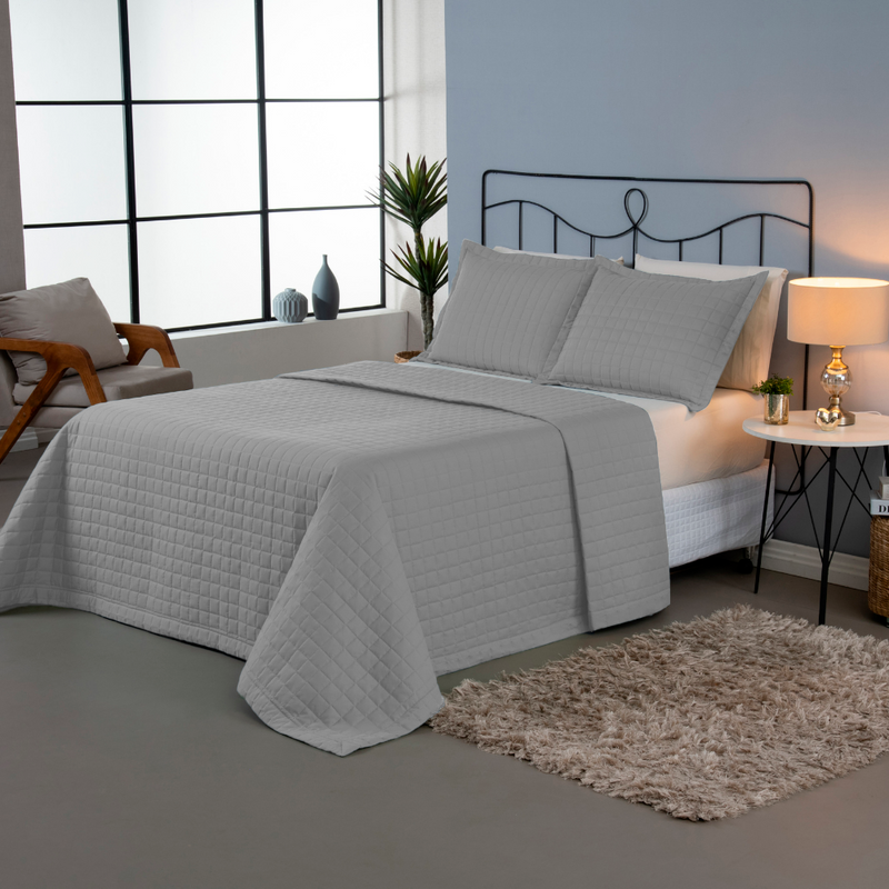 Kit 3 Pçs Cobre Leito Casal Padrão Copacabana Matelado Percal 300 Fios