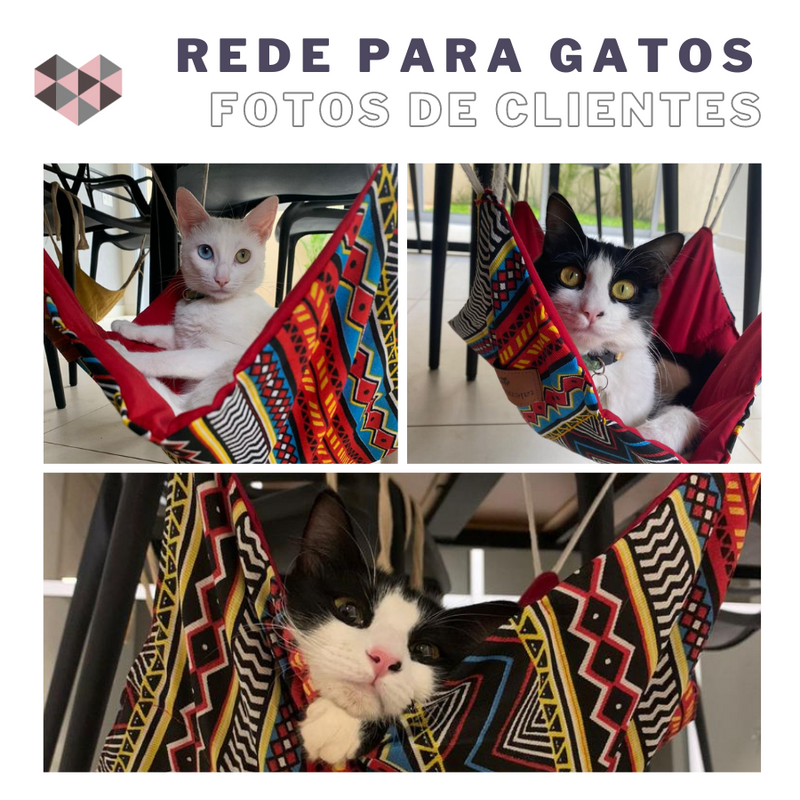 Rede Suspensa de Pet Gatos para Amarrar Cadeira e Poltrona Dupla Face