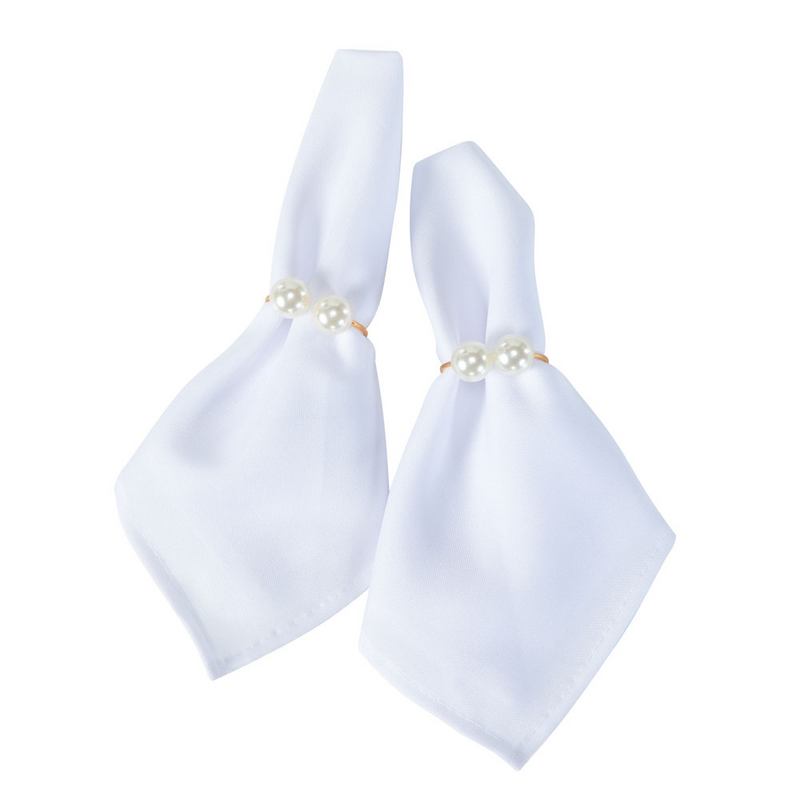 Kit 2 Pçs Anel para Guardanapo 2 Lugares Pérola Dupla Grande 4x3cm Argola