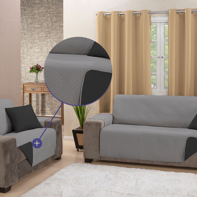 Kit 2 Pçs Capa Protetora de Sofá Padrão 2 e 3 Lugares Impermeável Dupla Face