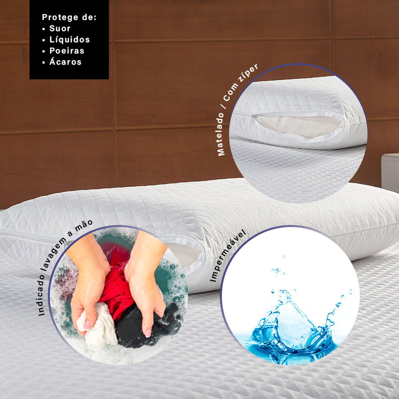 Capa Protetora Travesseiro Impermeável Matelado 68x48cm com Zíper