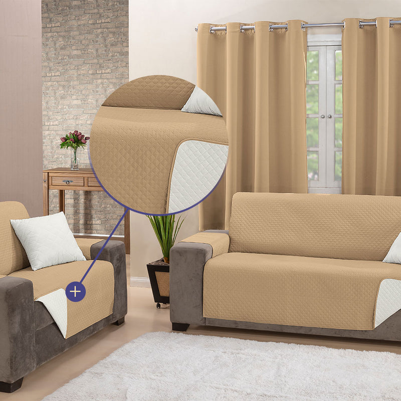 Kit 2 Pçs Capa Protetora de Sofá Padrão 2 e 3 Lugares Impermeável Dupla Face