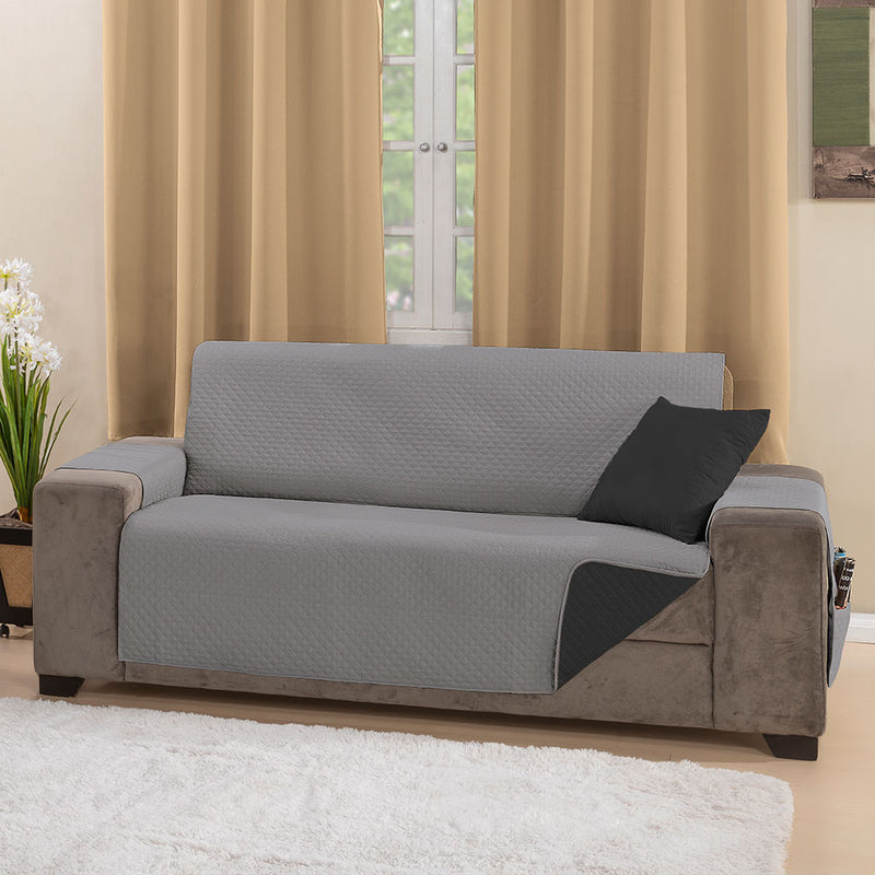 Kit 2 Pçs Capa Protetora de Sofá Padrão 2 e 3 Lugares Impermeável Dupla Face