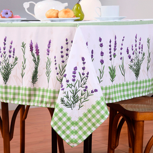 Toalha de Mesa 6 Lugares Allegra 2,00x1,50m Estampado Tecido Microfibra
