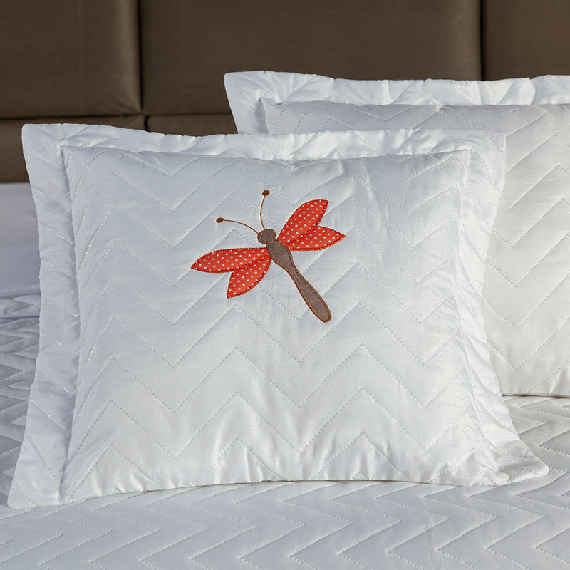Kit 2 Pçs Capa de Almofada Libélula 45x45cm Matelada Bordada com Zíper