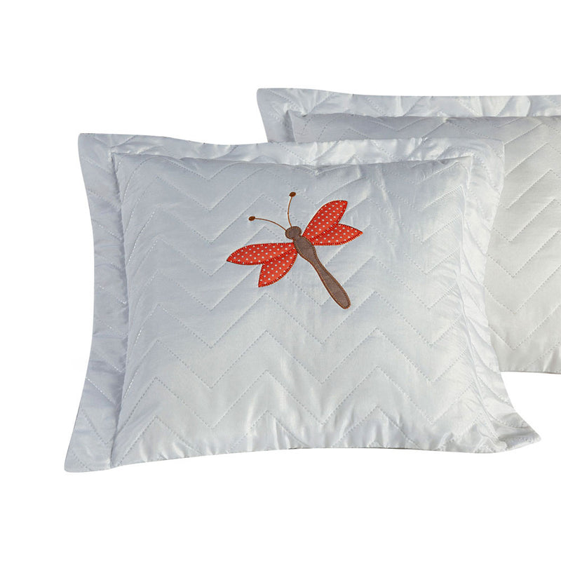 Kit 2 Pçs Capa de Almofada Libélula 45x45cm Matelada Bordada com Zíper