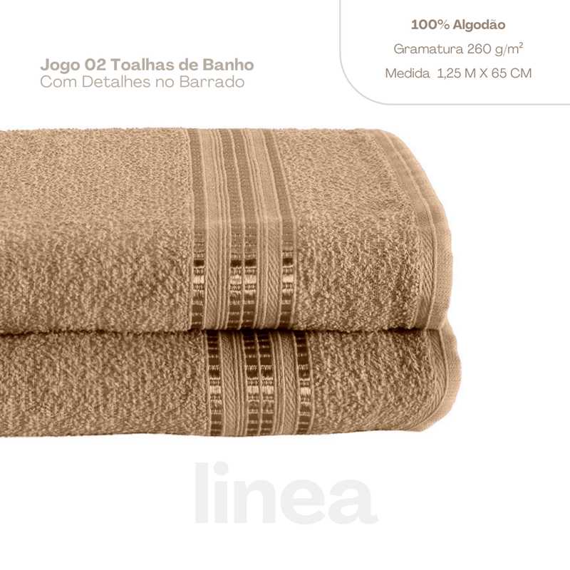 Kit 2 Pçs Toalha de Banho Linea