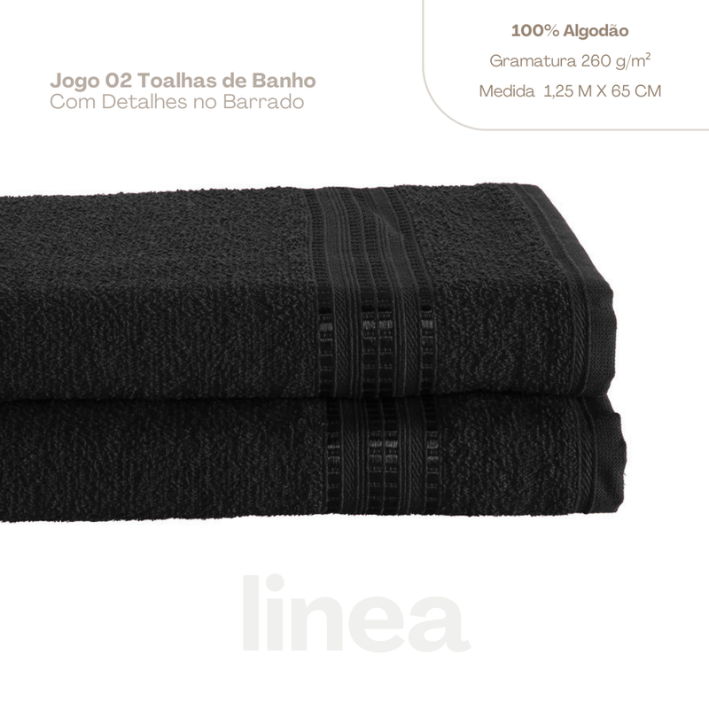 Kit 2 Pçs Toalha de Banho Linea