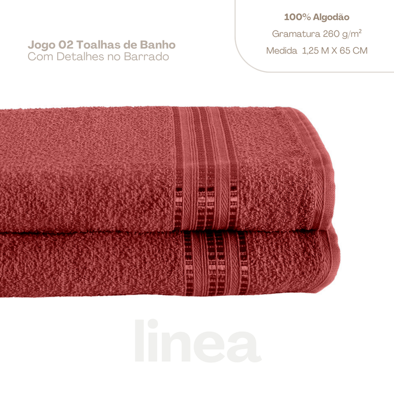Kit 2 Pçs Toalha de Banho Linea