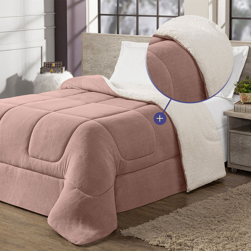 Coberdrom Cobertor Casal King Maya Dupla Face Manta Fleece e Sherpa de Carneiro