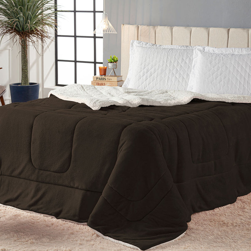 Coberdrom Cobertor Casal King Maya Dupla Face Manta Fleece e Sherpa de Carneiro