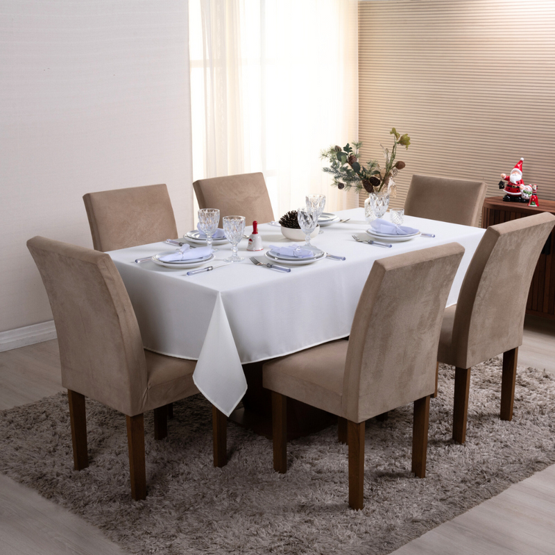Toalha de Mesa 8 Lugares Basic 2,50x1,40m Liso Tecido Oxford