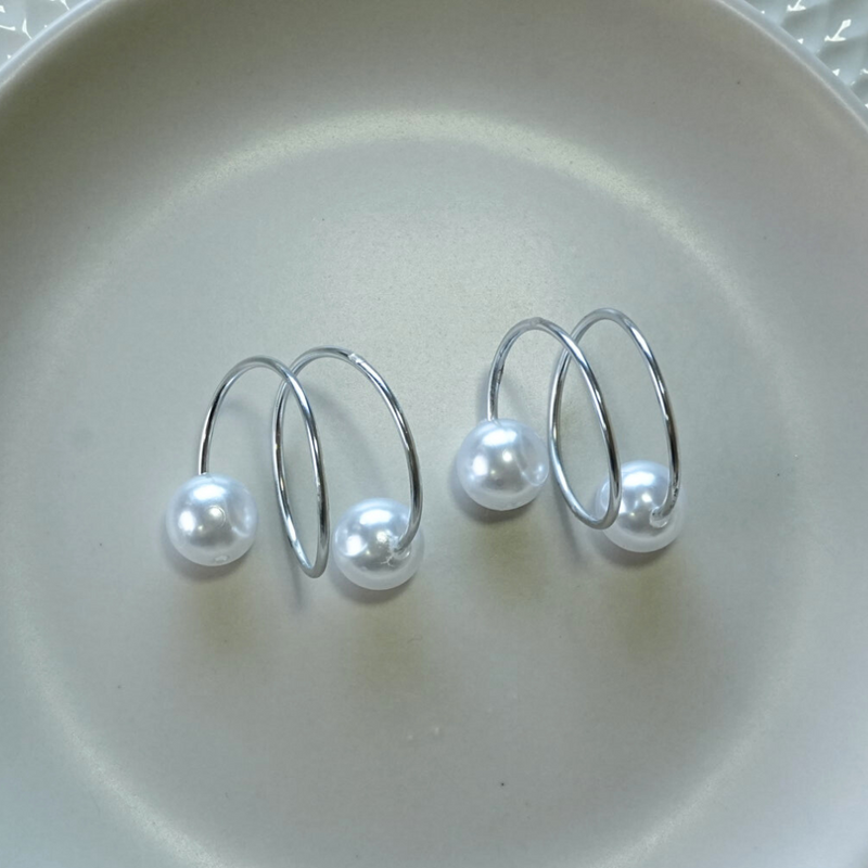 Kit 2 Pçs Anel para Guardanapo 2 Lugares Pérola Duas Voltas 4,5x4,5cm Argola