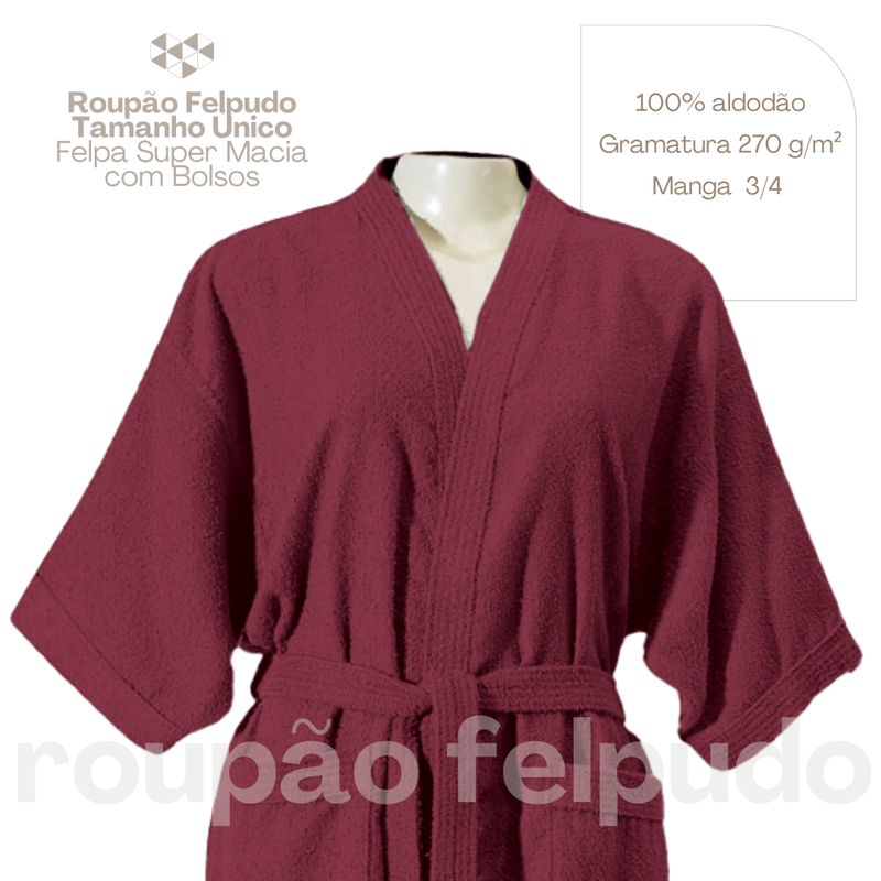 Roupão de Banho Adulto Felpudo 100% Algodão